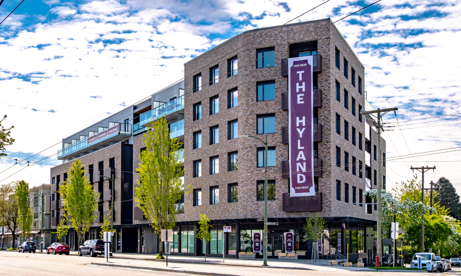 Exterior at The Hyland. Rent with Minto Apartments.